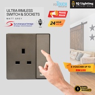 [GRAY] reTouch Ultra Rimless Switch 1/2/3/4 Gang 1/2Way Wall Switch 13A/15A Socket Waterproof Cover 