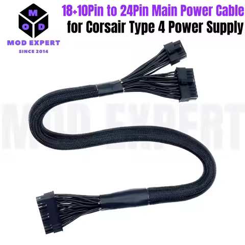 18+10Pin to 24Pin ATX TYPE 4 Main Motherboard Power Cable for Corsair RM1200e, RM1000e, RM850e, RM75