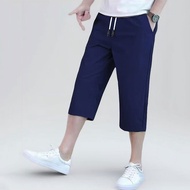 Plain Casual Men Shorts Breathable Three Quarter Pants Fashion Men 3/4 Pants Classic Youth Seven Qua
