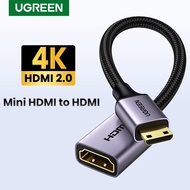 UGREEN Mini HDMI to HDMI Adapter Aluminum Shell 4K 60Hz  for Raspberry Pi Zero 2 W/W DSLR Camera Camcorder Graphics Card Laptop Projector Tablet Model:90593