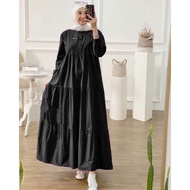 pakaian wanita midi dress jumbo bahan  katun twill premium muslim terbaru 2022 dres kekinia korean s