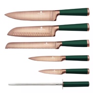 Berlinger Haus 7pcs Stainless Steel Knife Set with Wooden Stand - Emerald  Hijau