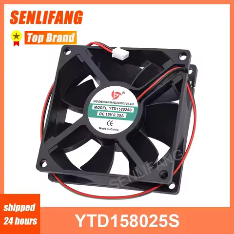 NEW for YTD158025S DC 15V 0.35A 2-wire 80x80x25mm Cooling Fan