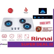 RINNAI RB-3SI-C-S 3-Inner Burner Built-in Gas Hob (Stainless Steel) Gas Stove RB3SICS