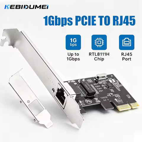 KEBIDUMEI 1000Mbps Gigabit PCIe X1 Network Card RTL8111H RJ45 LAN Ethernet Adapter 10/100/1000Mbps F