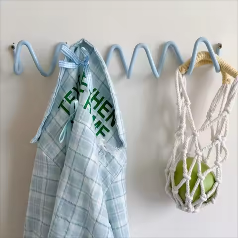 Sky Blue Wave Hanging Hook Clothing Storage Hanger Creative Hardware Iron Hanger Scarf Coat Rack Wal