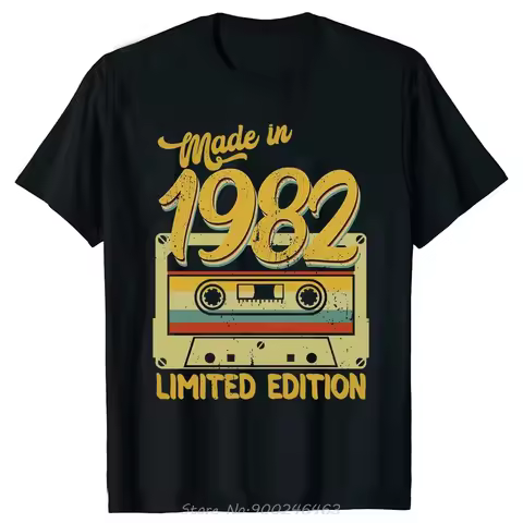 Funny Made In 1982 Limited Edition 42 Years Of Being Awesome T-shirt Summer Cotton Tshirt Birthday G