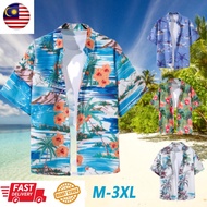 READY STOCK Men Hawaii Women Beach T-shirt Hawaii shirt men baju hawaii lelaki bunga pantai retro ba