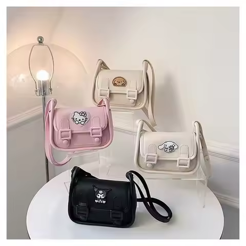 New Cartoon Sanrio Kuromi Crossbody Bag Anime Cute Melody Small Square Bag Niche Cambridge Bag Trave