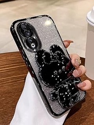 for OnePlus Nord N30 5G Case for Women Cute Hidden Rabbit Bunny Mirror Stand,Plating Girly Glitter G