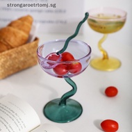 Strongaroetrtomj Ice Cream Cup Dessert Glass Mug S-shaped Cup Borosilicate Glass Milkshake Cup Colored Bowl Ins Style Restaurant Party Photo Prop SG