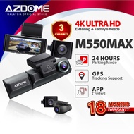 AZDOME M550MAX 2160P/4K Ultra HD 3 Channel Front & Rear Dash Cam Night Vision App Control