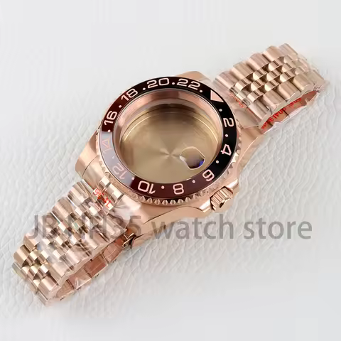 40mm Rose Gold Sapphire Glass Stainless Steel Watch Case Fit SUB NH35 NH36 Movement 28.5mm Dial Jubi