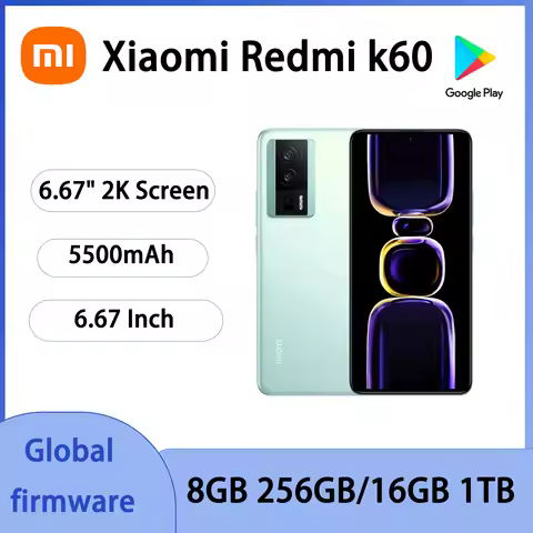 xiaomi Redmi K60 5G 6.67" 2K Screen 120Hz Snapdragon 8+ 64MP Smartphone Triple 67W Charger Camera 55