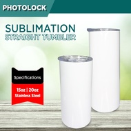 Sublimation Blanks Tumbler Skinny Slim 15oz/20oz(white) with straw