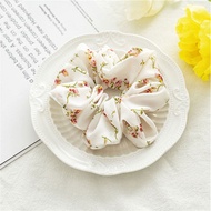 Large Korea Style Scrunchies Elastic Hair Rope Flower Print Ponytail Hair Ring Hair Accessories