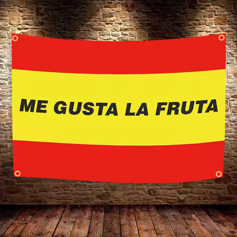 Spanish Flag 'Me Gusta La Fruta' Tapestry Banner 60X90CM 90X150CM Creative Wall Hanging Art for Outd