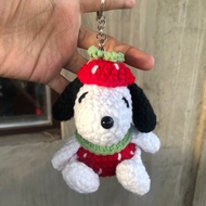 Crochet Snoopy Strawberry Keychain Crochet Keychain