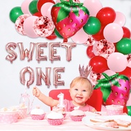 (SG SELLER) 1st Birthday Party Decoration, Strawberry First Birthday Decor Set Happy Birthday Fruity