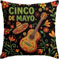 AVOIN colorlife Sarung Bantal Hiasan Gitar Cinco de Mayo, 18 x 18 Inci, 5hb Mei, Perayaan Mexico, Sa