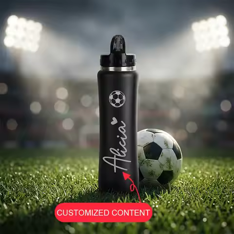 Personalised Football-themed Insulated Drinking Bottles, Customised Outdoor Cycling Water Bottles, G