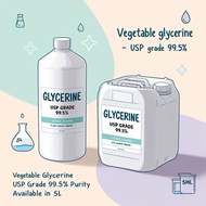 Glycerine | USP Grade 99.5% | Vegetable Glycerin | Plant Based Glycerin | Glycerol | 甘油 - 5Litre / 5
