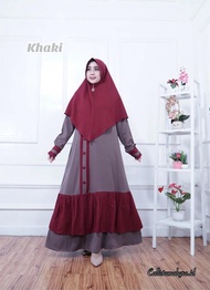 Gamis Ity Crepe Set Khimar ORI / Gamis Syari Polos / Gamis Set Syari
