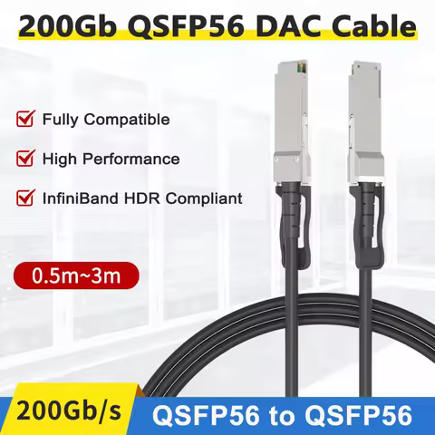 200Gb QSFP56 DAC Cable 0.5m~3m QSFP56 to QSFP56 Direct Attach Copper Stacking Cable ConnectX-7 Compa