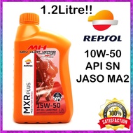 [1.2L] 100% ORIGINAL REPSOL SEMI SYNTHETIC 15W50 MXR PLUS / SN JASO MA2 HONDA REPSOL ENGINE OIL MINY