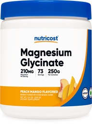 Nutricost Magnesium Glycinate Powder (Peach Mango, 250 Grams) - Magnesium Glycinate (as Bisglycinate