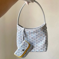 Dog Tooth hobo Bag Goyard Goyardine Old Flower Underarm hobo Bag White Blue Herringbone Pattern Wate