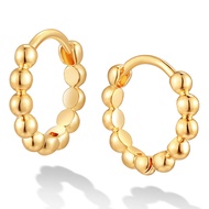 Dremmy Studios Dainty CZ Huggie Hoop Earrings 14K Gold Plated Chunky Simple Cute Thick Round Frill B