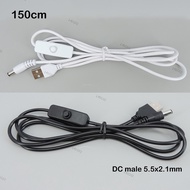150cm 5V USB Male to DC male Power white black supply 5.5x2.1mm Cable on off 501 button Switch wire 