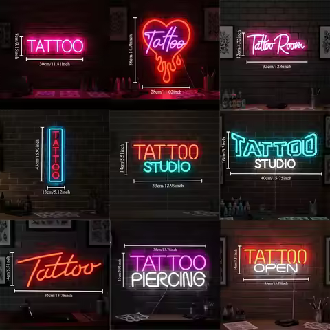 Tattoo Neon Sign Tattoo Studio for Tattoo Shop Office Neon Light Sign Tattoo Wall Decor Neon Light D
