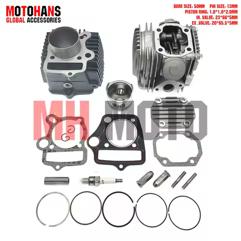 100CC 50MM CYLINDER KIT CYLINDER HEAD ASSY FOR CHINESE POCKET BIKE C100 ECO100 BIZ100 BIZ105 DY100 J