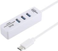 Quick connect 2 in 1 TF/SD Card Reader + 3 x USB 3.0 Ports to USB-C/Type-C HUB Converter, Cable Leng