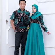 couple batik , gamis batik kombinasi , sarimbit batik