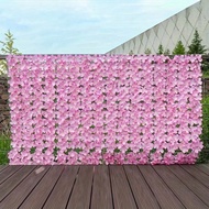 2pcs Pink Artificial Privacy Fence Screens,High-Simulation Realistic Floral Design,Durable Plastic W