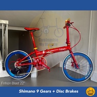 🛑 Fnhon Blast 22” 𝗠𝗥𝗧/𝗕𝘂𝘀-𝗳𝗿𝗶𝗲𝗻𝗱𝗹𝘆 14 Freebie 𝗟𝗶𝗴𝗵𝘁 Foldie Luffy Red Folding Bicycle Foldable Bike Shimano Litepro Crius