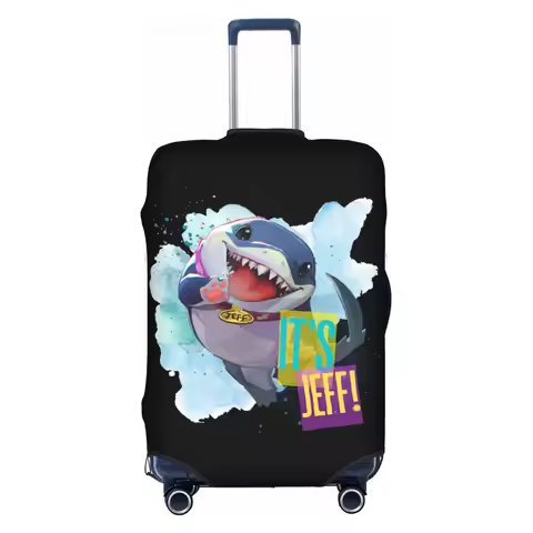 Custom It's Jeff The Land Shark Luggage Cover Protector Cute Travel Suitcase Covers for 18-32 Inch