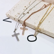 Cross Natural Diamond Necklace, Clavicle Chain Pt950 Platinum Italy K Gold Necklace 24 Hours Shippin