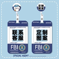 FBI Campus Cartoon Card Holder with Retractable Easy Pull Buckle Neck Lanyard Access Control