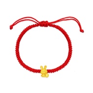 CHOW TAI FOOK 999 Pure Gold Charm with Adjustable Rope Bracelet - Zodiac Rabbit: Peace R31006