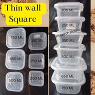 DM square 200ml thinwall plastic lunch box