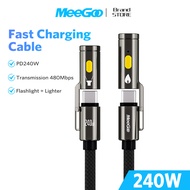 MeeGoo PD240W Fast Charging Data Cable 480Mbps Tpye-C Multi-function with lighter Flashlight