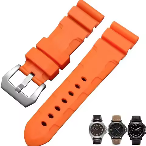 22mm 24mm Black Blue Orange Armygreen Watch band Silicone Rubber Watchband fit For Panerai PAM111 PA