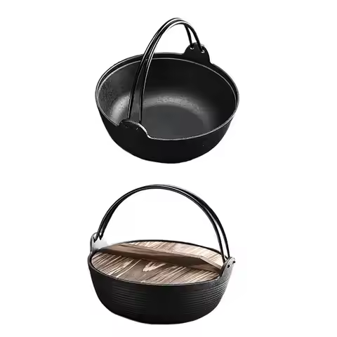 Sukiyaki Nabe Pot Japanese Design Cookware Easy Cleaning Cast Iron Stockpot Cooking Pot for Outdoor