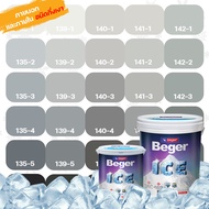 Beger ICE สีเทา 1 ลิตร ชนิดกึ่งเงา สีทาบ้านถังใหญ่ เช็ดล้างได้ ทนร้อน ทนฝน ป้องกันเชื้อรา สีเบเยอร์ ไอซ์