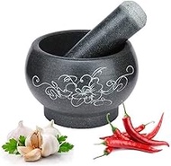 RFSTGYU Granite Mortar And Pestle Set - Guacamole Bowl Granite Mortar &amp; Pestle Natural Stone Grinder With Polished Exterior, For Spices,Seasonings,Pastes