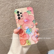 เคสโทรศัพท Samsung Galaxy A13 A23 LTE A33 A53 A73 M53 M23 M33 4G 5G เคส สดภาพวาดสีน้ำมันดอกไม้เคสโทรศัพท์กรณี Rhinestone Blu-Ray Soft Case 2022